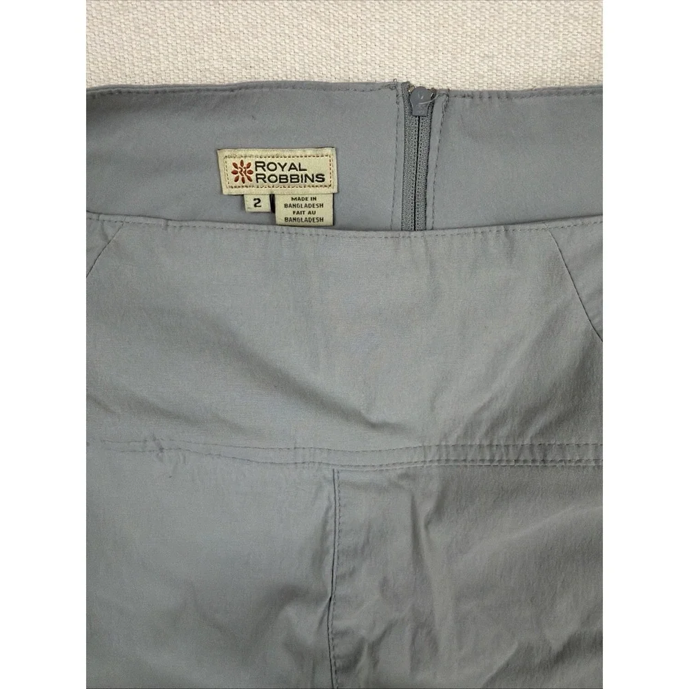 Royal Robbins Skort Size 2 Gray Hiking Outdoor Stretch Zip Pocket Athletic Nylon